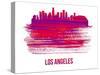 Los Angeles Skyline Brush Stroke - Red-NaxArt-Stretched Canvas