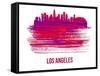 Los Angeles Skyline Brush Stroke - Red-NaxArt-Framed Stretched Canvas