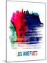 Los Angeles Skyline Brush Stroke - Watercolor-NaxArt-Mounted Art Print