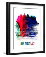 Los Angeles Skyline Brush Stroke - Watercolor-NaxArt-Framed Art Print