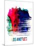 Los Angeles Skyline Brush Stroke - Watercolor-NaxArt-Mounted Art Print