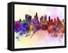 Los Angeles Skyline in Watercolor Background-paulrommer-Framed Stretched Canvas