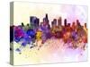 Los Angeles Skyline in Watercolor Background-paulrommer-Stretched Canvas