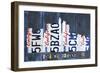 Los Angeles Skyline License Plate Art-Design Turnpike-Framed Giclee Print