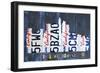 Los Angeles Skyline License Plate Art-Design Turnpike-Framed Giclee Print