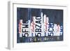 Los Angeles Skyline License Plate Art-Design Turnpike-Framed Giclee Print