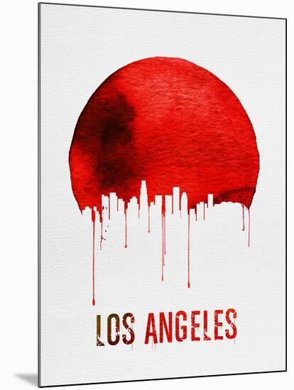 Los Angeles Skyline Red-null-Mounted Art Print