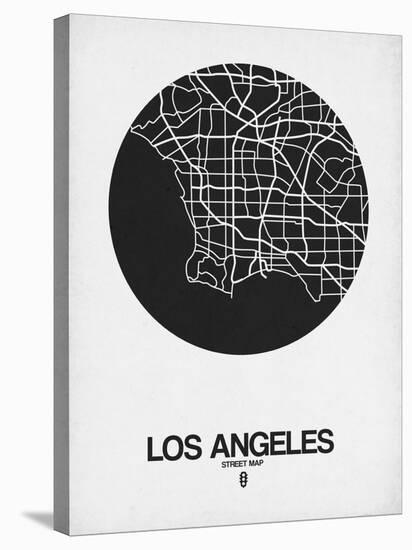 Los Angeles Street Map Black on White-NaxArt-Stretched Canvas