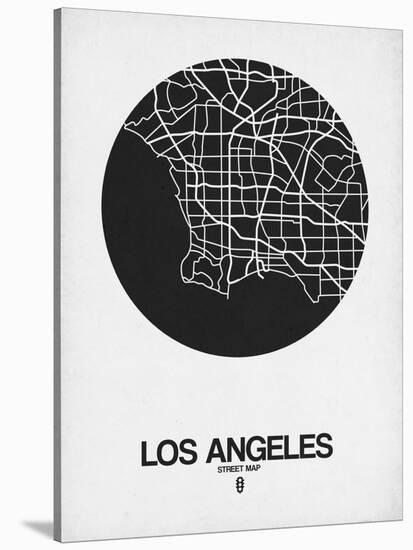 Los Angeles Street Map Black on White-NaxArt-Stretched Canvas