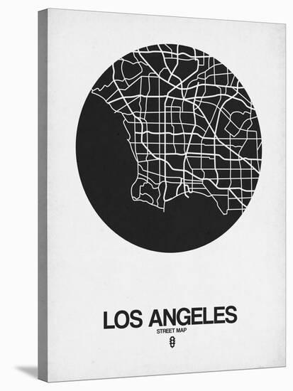 Los Angeles Street Map Black on White-NaxArt-Stretched Canvas