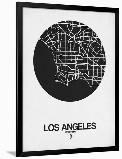 Los Angeles Street Map Black on White-NaxArt-Framed Art Print