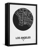 Los Angeles Street Map Black on White-NaxArt-Framed Stretched Canvas