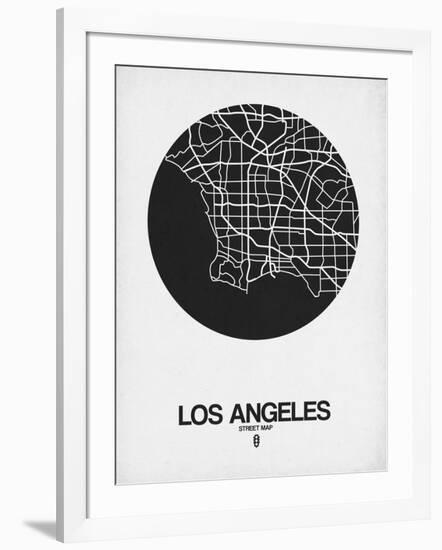 Los Angeles Street Map Black on White-NaxArt-Framed Art Print