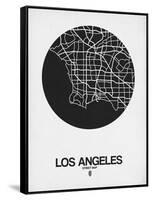 Los Angeles Street Map Black on White-NaxArt-Framed Stretched Canvas