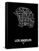 Los Angeles Street Map Black-NaxArt-Framed Stretched Canvas