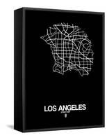 Los Angeles Street Map Black-NaxArt-Framed Stretched Canvas