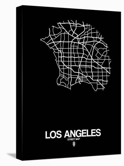 Los Angeles Street Map Black-NaxArt-Stretched Canvas