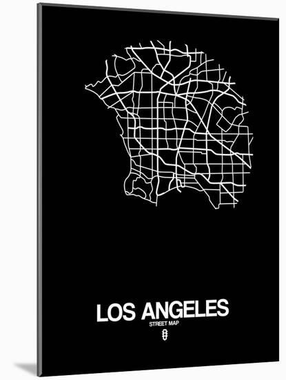 Los Angeles Street Map Black-NaxArt-Mounted Art Print