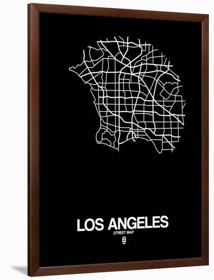 Los Angeles Street Map Black-NaxArt-Framed Art Print