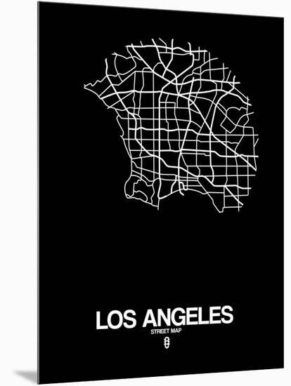 Los Angeles Street Map Black-NaxArt-Mounted Art Print