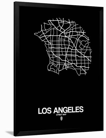 Los Angeles Street Map Black-NaxArt-Framed Art Print