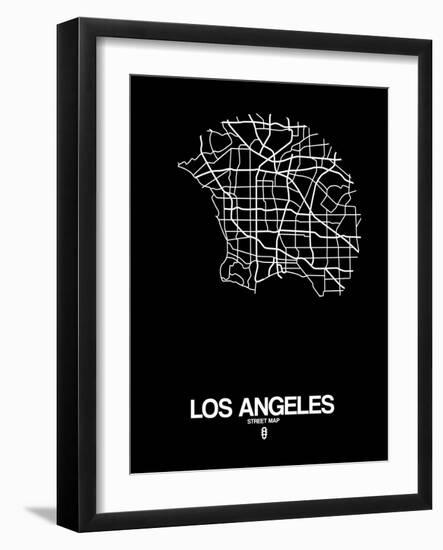 Los Angeles Street Map Black-null-Framed Art Print