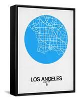 Los Angeles Street Map Blue-NaxArt-Framed Stretched Canvas