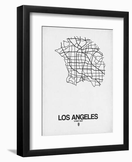 Los Angeles Street Map White-NaxArt-Framed Art Print