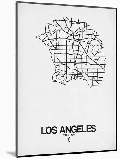 Los Angeles Street Map White-NaxArt-Mounted Art Print