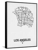 Los Angeles Street Map White-NaxArt-Framed Stretched Canvas