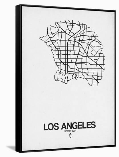 Los Angeles Street Map White-NaxArt-Framed Stretched Canvas