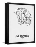 Los Angeles Street Map White-NaxArt-Framed Stretched Canvas