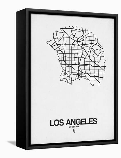 Los Angeles Street Map White-NaxArt-Framed Stretched Canvas