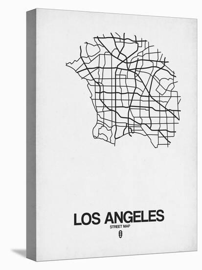 Los Angeles Street Map White-NaxArt-Stretched Canvas