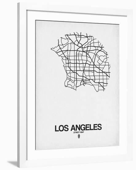 Los Angeles Street Map White-NaxArt-Framed Art Print