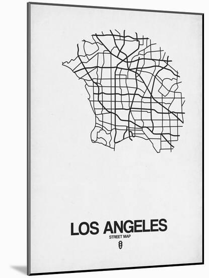 Los Angeles Street Map White-NaxArt-Mounted Art Print