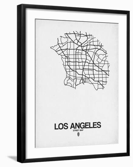 Los Angeles Street Map White-NaxArt-Framed Art Print