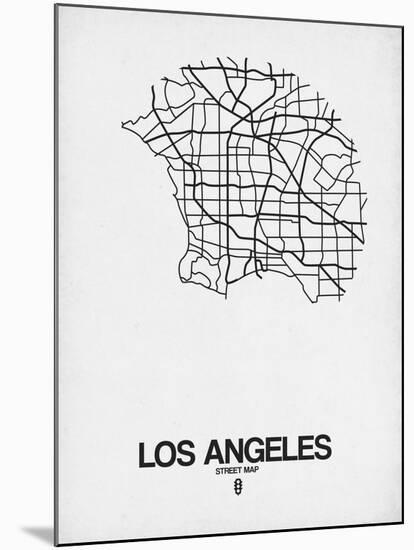 Los Angeles Street Map White-NaxArt-Mounted Art Print