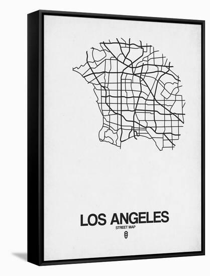 Los Angeles Street Map White-NaxArt-Framed Stretched Canvas