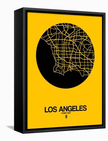 Los Angeles Street Map Yellow-NaxArt-Framed Stretched Canvas