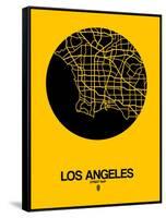 Los Angeles Street Map Yellow-NaxArt-Framed Stretched Canvas