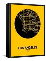 Los Angeles Street Map Yellow-NaxArt-Framed Stretched Canvas