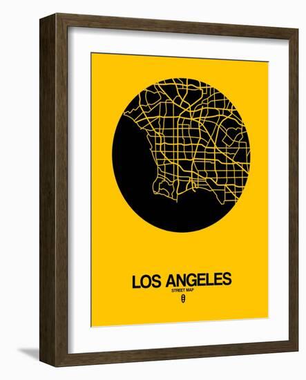 Los Angeles Street Map Yellow-NaxArt-Framed Art Print