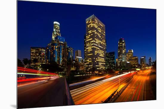 Los Angeles Sunset Skyline-null-Mounted Art Print