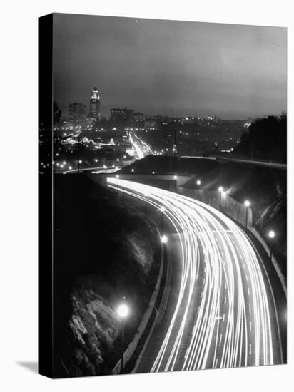 Los Angeles Traffic Traveling at Night-Loomis Dean-Stretched Canvas