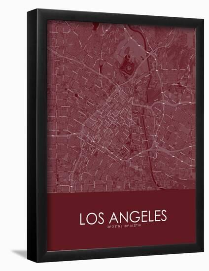 Los Angeles, United States of America Red Map-null-Framed Poster