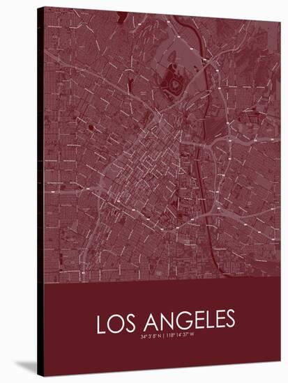 Los Angeles, United States of America Red Map-null-Stretched Canvas