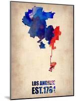 Los Angeles Watercolor Map 1-NaxArt-Mounted Art Print