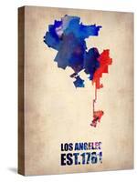 Los Angeles Watercolor Map 1-NaxArt-Stretched Canvas