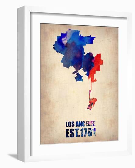 Los Angeles Watercolor Map 1-NaxArt-Framed Art Print